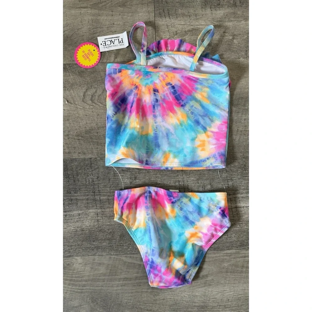 The Childrens Place Swimsuit Girls Large 10/12 Tie Dye Tankini Swimwear